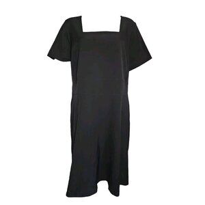 LANE BRYANT Solid All Black Short Sleeve Zip Back Dress Womens Plus Size 20
